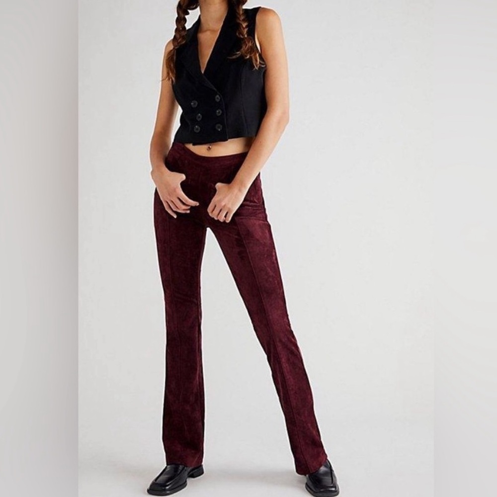 Blank NYC Faux Suede Flare Pants Roasted Eggplant Size 30 NWOT